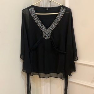 White House black market sequin tie back top xs